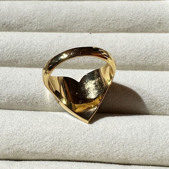 Heart-Shaped Gold-tone Ring Size 6 1/4 Flirt By Park Lane Jewelry Turquoise Blue - Picture 6 of 10